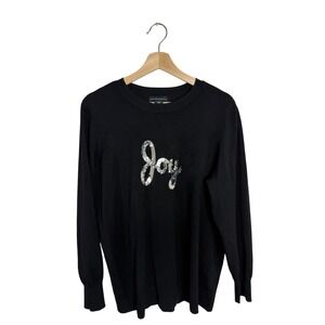 Cynthia Rowley Black Sequin "Joy" Sweater Pullover Long Sleeve 1X